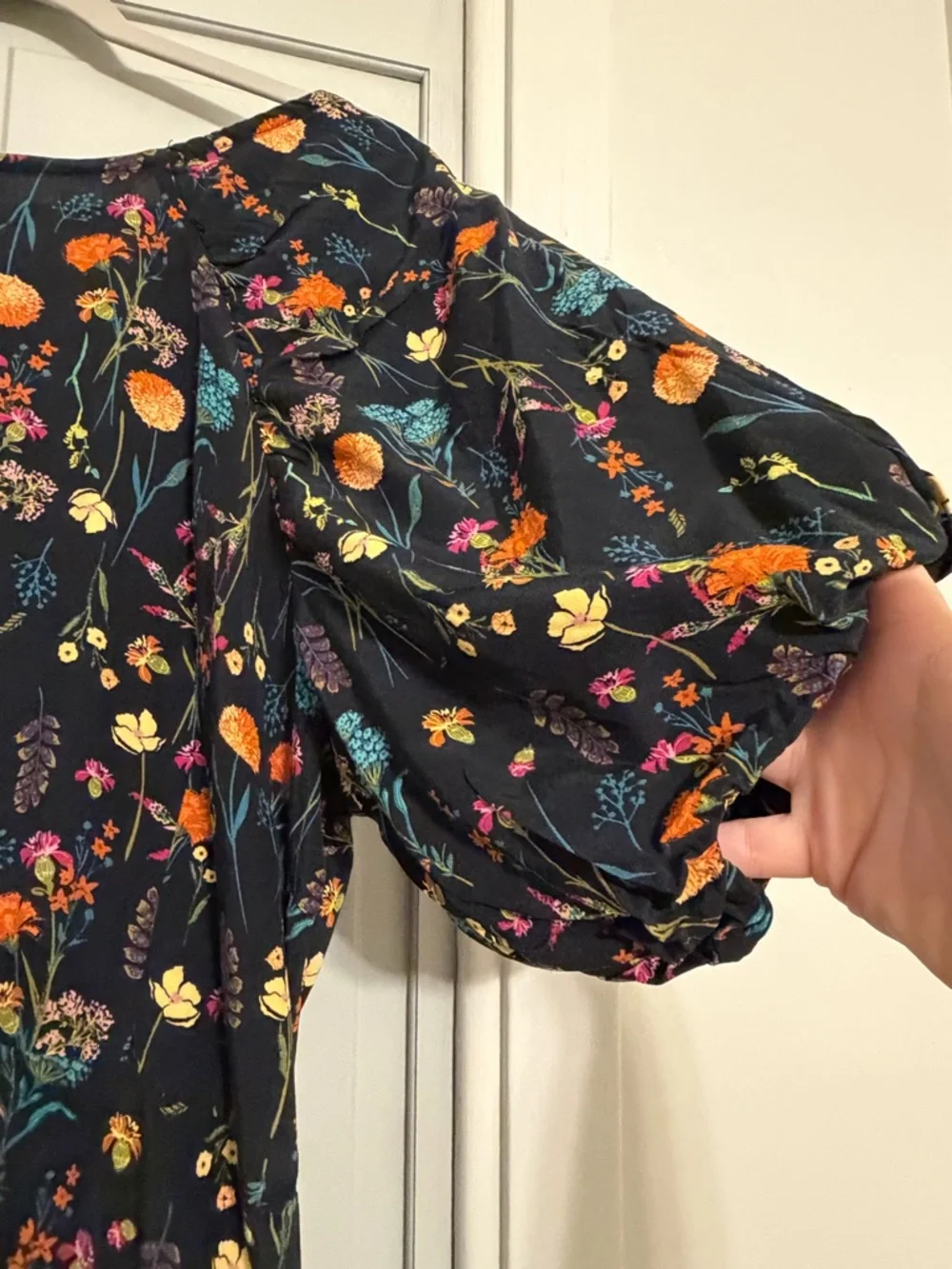 a new day Black Floral Midi Dress with Puff Sleeves - Picture 2 of 6